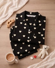 Women's "Midnight Hearts" Matching Set 🖤✨ | The Ultimate Bed-Rotting Uniform