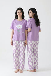 Women's Smiley Flower Checker Heart PJs Set πΈπ