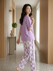 Women's Smiley Flower Checker Heart PJs Set πΈπ
