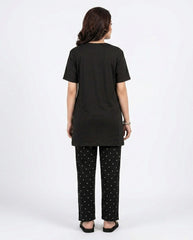 Women's "Lazy Panda" Cozy Lounge Set πΌπ€ | Black Polka Dot Sleepwear