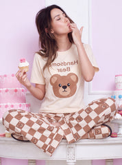 Women's Handsome Bear Checkered Cozy Pajama Set π§Έβ¨ (CNS-006)