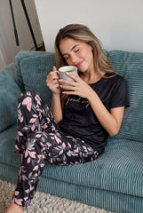 Women's Good Night Botanical Leaf Pajama Set 🖤🍃 (CNS-020)