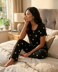Women's "Midnight Hearts" Matching Set 🖤✨ | The Ultimate Bed-Rotting Uniform