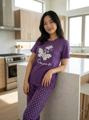 Women's Butterfly Polka Dot PJs Set 🦋💜