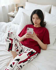 Women's Graphic Geo Abstract PJs Set 🖤❤️