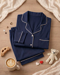Women's "Midnight Merlot" Button-Down Lounge Set 🍷✨ | Old Money Aesthetic