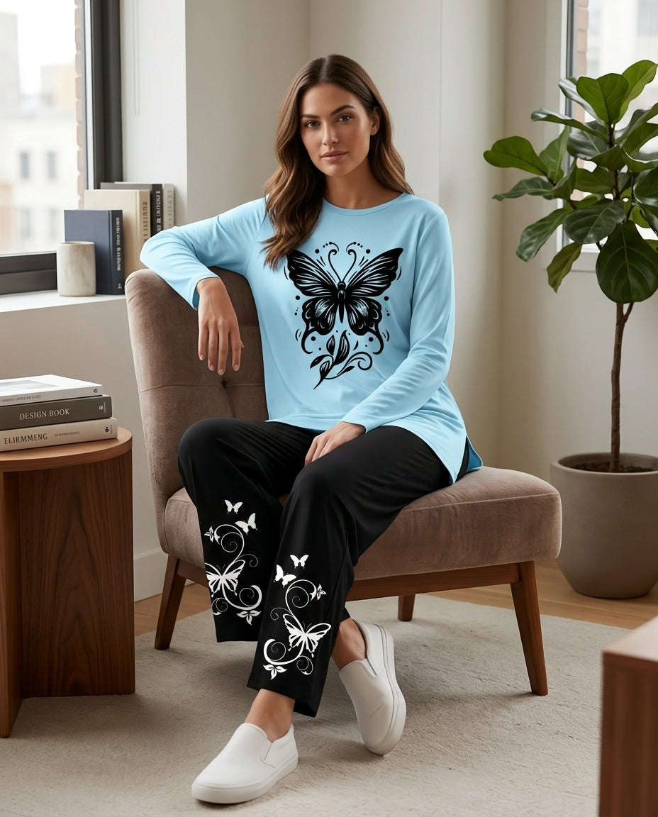 Women's "Fairycore Dream" Lounge Set π¦β¨ | Whimsical Graphic Co-ord Chikoo