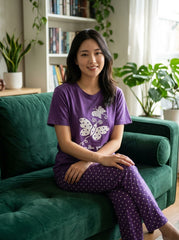 Women's Butterfly Polka Dot PJs Set 🦋💜