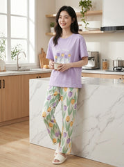 Women's Cute Bunny Tulip PJs Set 🐰🌷