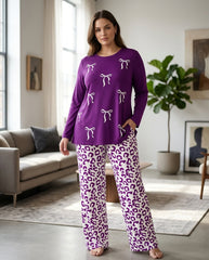 Women's "Coquette Kitty" Leopard Lounge Set ππ | Navy Bow Aesthetic