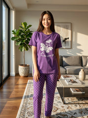 Women's Butterfly Polka Dot PJs Set 🦋💜