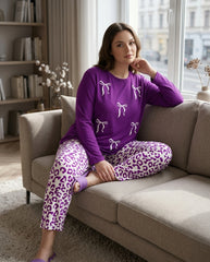Women's "Coquette Kitty" Leopard Lounge Set ππ | Navy Bow Aesthetic
