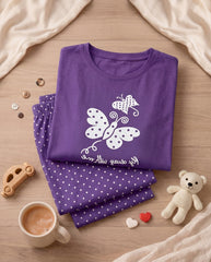 Women's Butterfly Polka Dot PJs Set 🦋💜