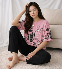 Women Doodle Art Oversized PJs Set 🎨✨