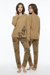 Women's "Matcha Morning" Floral Lounge Set π€πΏ | Neutral Boho Aesthetic