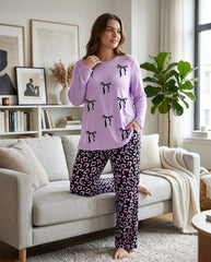 Women's "Coquette Kitty" Leopard Lounge Set ππ | Navy Bow Aesthetic