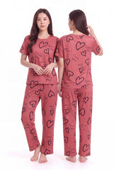 Women's I Love You Heart Script All-Over Pajama Set 💗✨ (CNS-017)