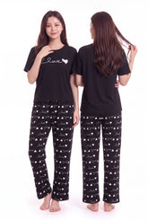 Women's Love Heart Minimalist Black Pajama Set 🖤✨ (CNS-019)