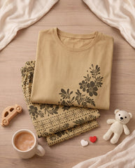 Women's "Matcha Morning" Floral Lounge Set 🤎🌿 | Neutral Boho Aesthetic