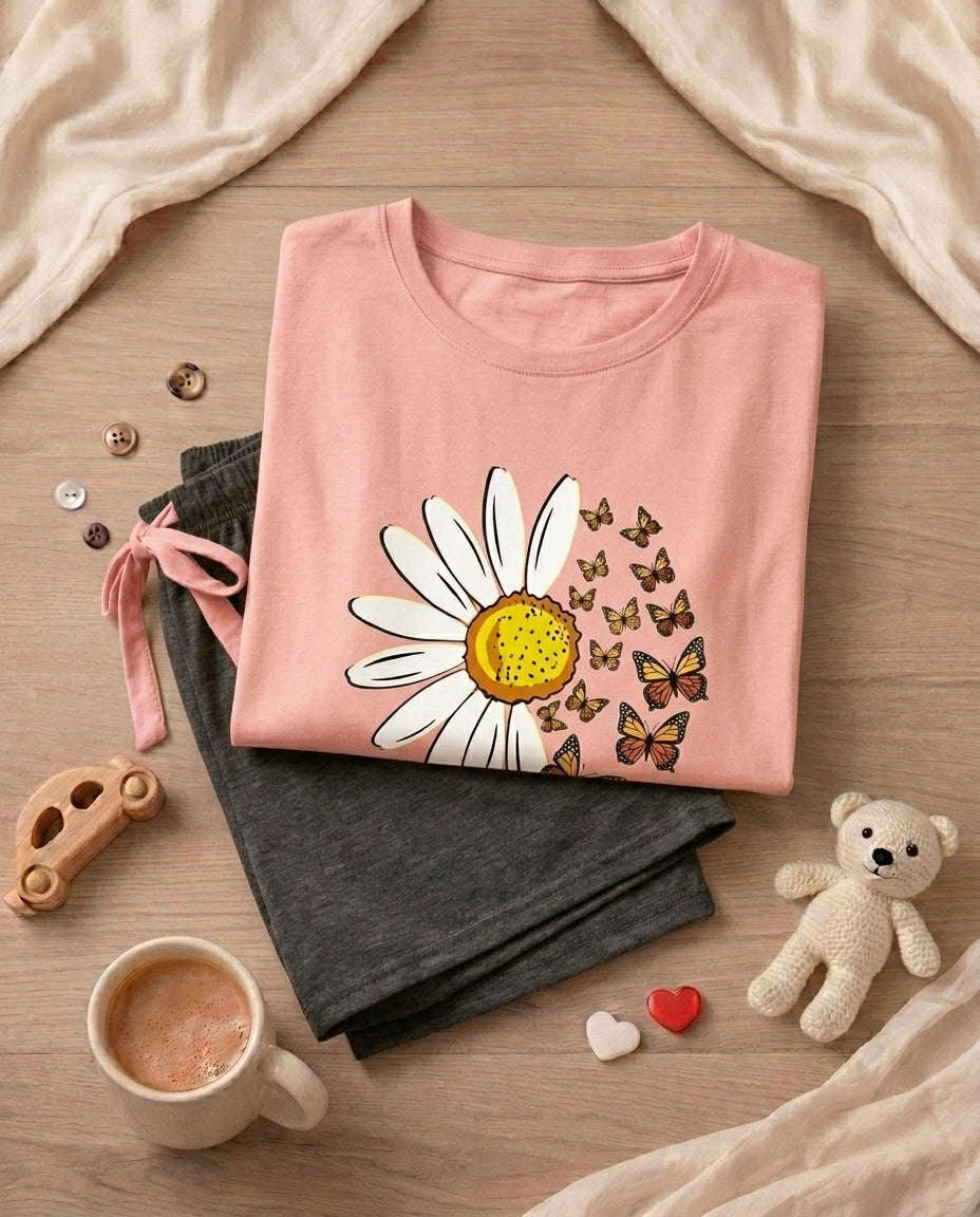 Women's "Butterfly Effect" Graphic Sleep Set 🦋✨ | Sunday Morning Aesthetic Chikoo