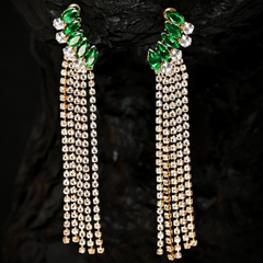 Rhinestone tassel Earrings (CR-06)
