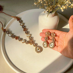 Gul e Haseen Enchanted Lotus Necklace Set - S-55 Chikoo