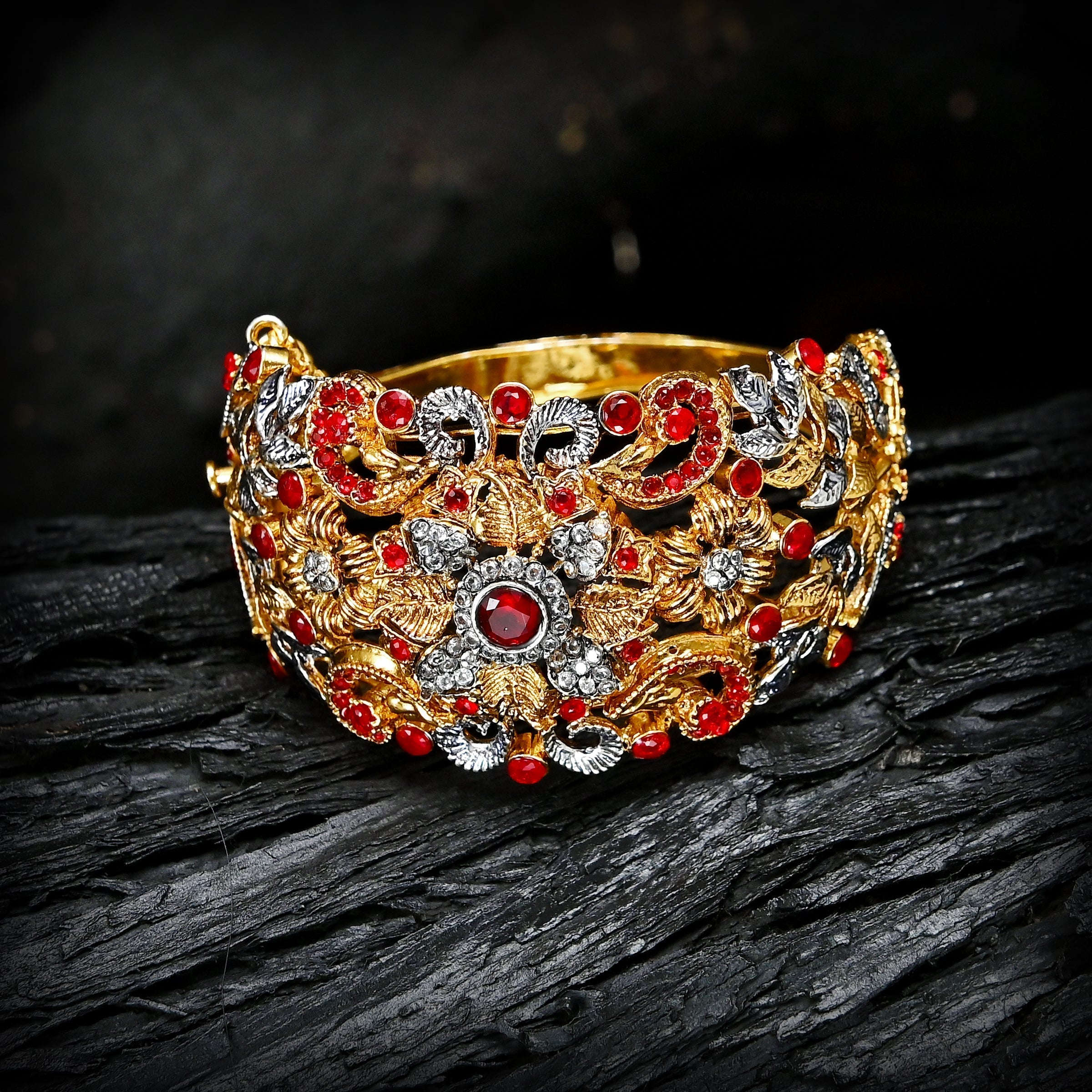 Openable Flower Bangles - (BN-13) Chikoo