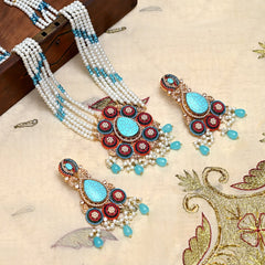 Whispering Pearls Mala & Earrings (S-32)