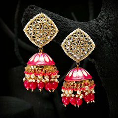 Golden Twilight Jhumkas - (JK-05) Chikoo
