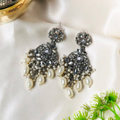 Mah e Nur Royal Pearl & Crystals Earrings - ER-85