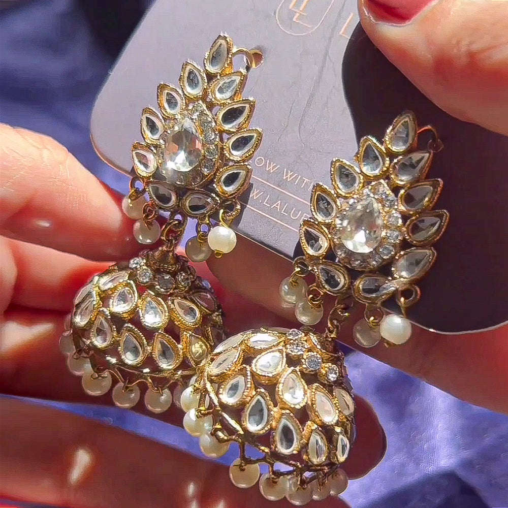Moonlit Crystal Jhumke -(JK-03) Chikoo