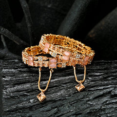 Crimson and Gold Fusion Zircon Bangles - BN-40