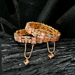 Crimson and Gold Fusion Zircon Bangles - BN-40 Chikoo