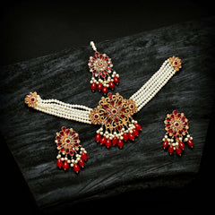 Pearl Zircon Choker Set (CS-01) Chikoo
