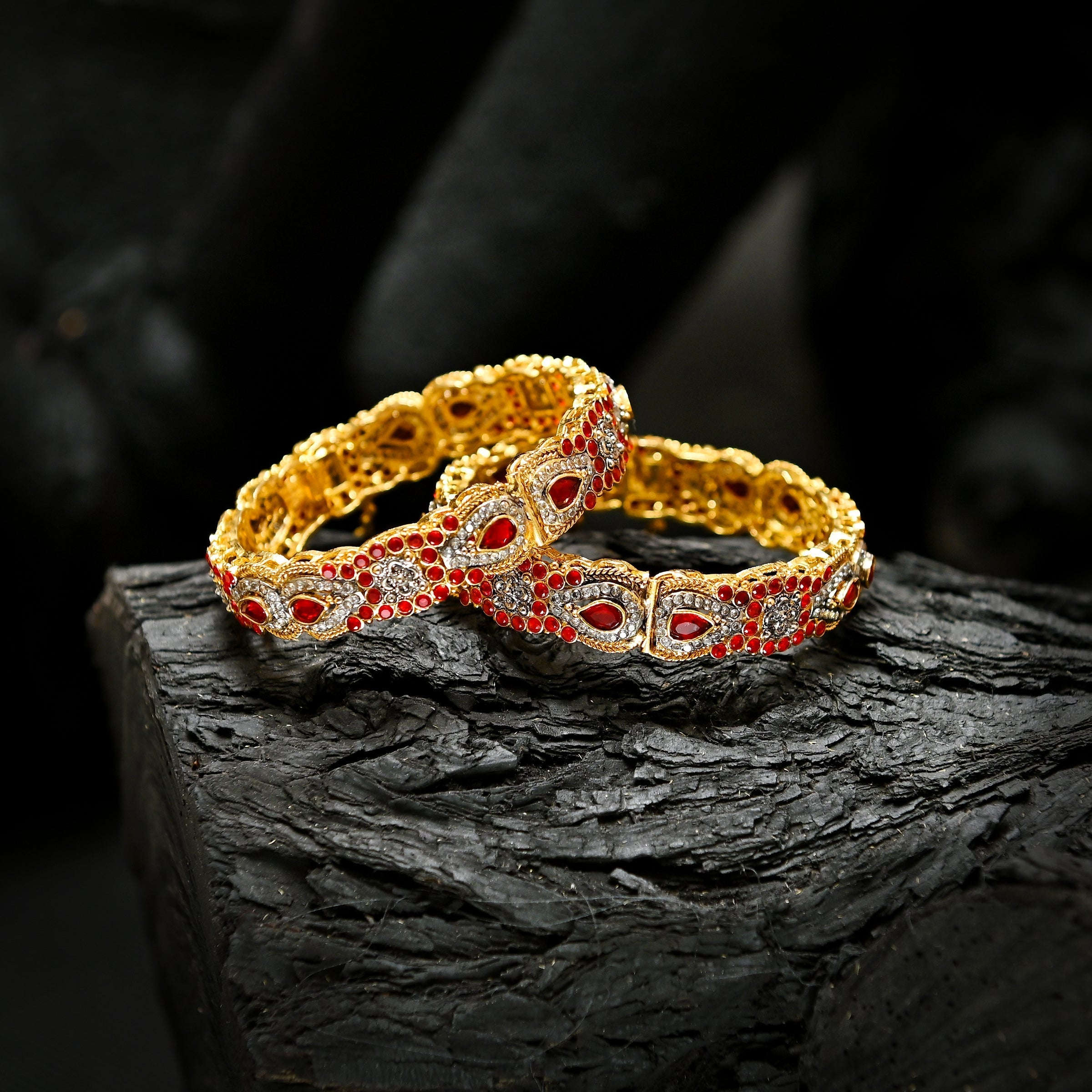 Crystal Craze Bangles - (BN-10) Chikoo