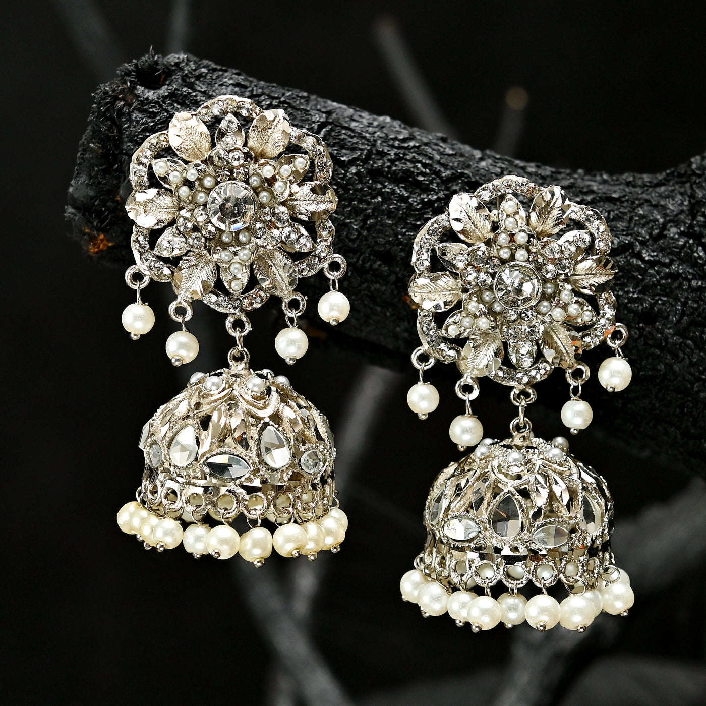 Vintage Kundan Jhumki - (JK-22) Chikoo