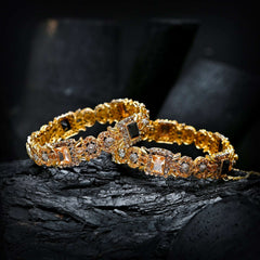 Enchanting Quartz (Gold Plated) Bangles - (BN-11) Chikoo