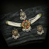 Pearl Zircon Choker Set (CS-01) Chikoo