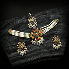 Pearl Zircon Choker Set (CS-01)