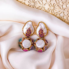 Zaynur Royale Emerald Pearl Earrings - ER-98