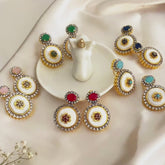 Ayzel Button Bloom Gemstone Earrings ER-75