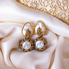 Zaynur Royale Emerald Pearl Earrings - ER-98