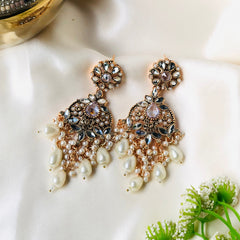 Mah e Nur Royal Pearl & Crystals Earrings - ER-85