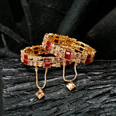 Crimson and Gold Fusion Zircon Bangles - BN-40
