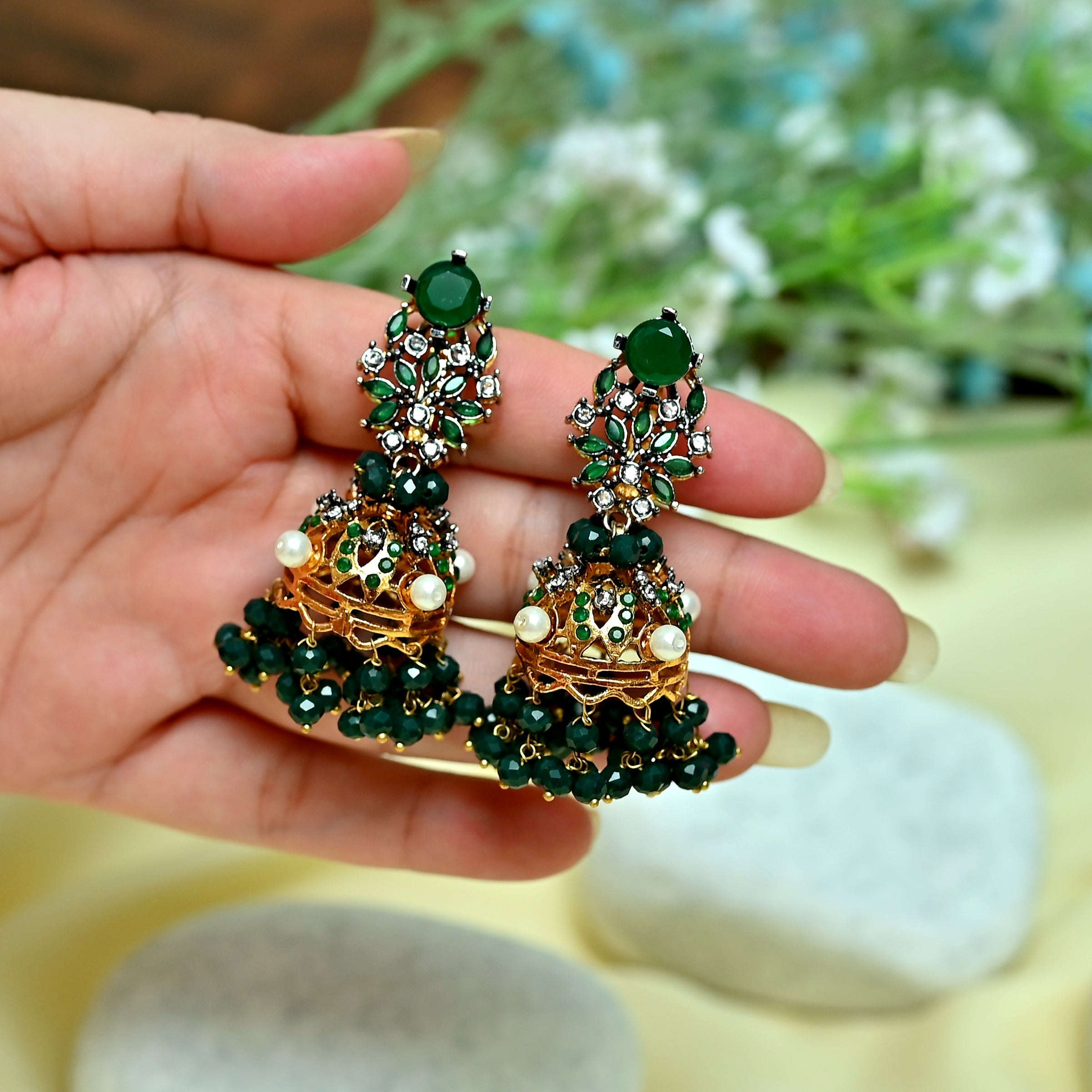 Round Radiance Jhumki - (JK-20) Chikoo