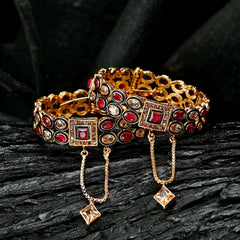Polki and Ruby Bangles - BN-38 Chikoo