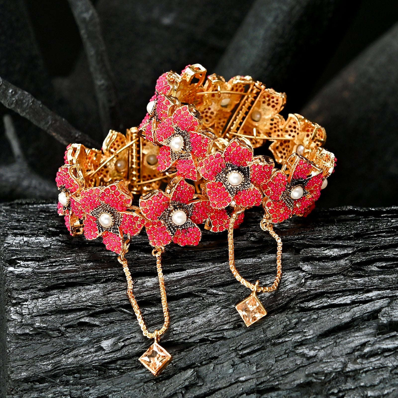 Pearl Blossom Bangles - BN-27 Chikoo