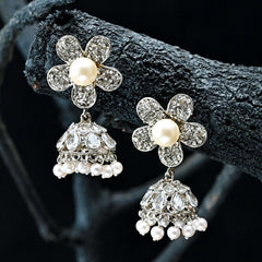 Flower Pearl Jhumki - JK-26 Chikoo