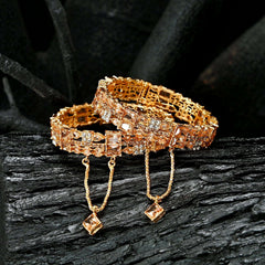 Crimson and Gold Fusion Zircon Bangles - BN-40 Chikoo