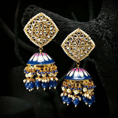 Golden Twilight Jhumkas - (JK-05) Chikoo